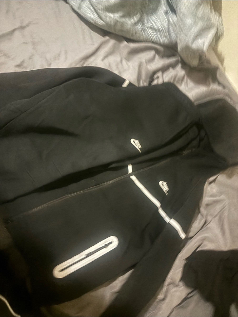 Nike Black Hooded Windbreaker with White Accents